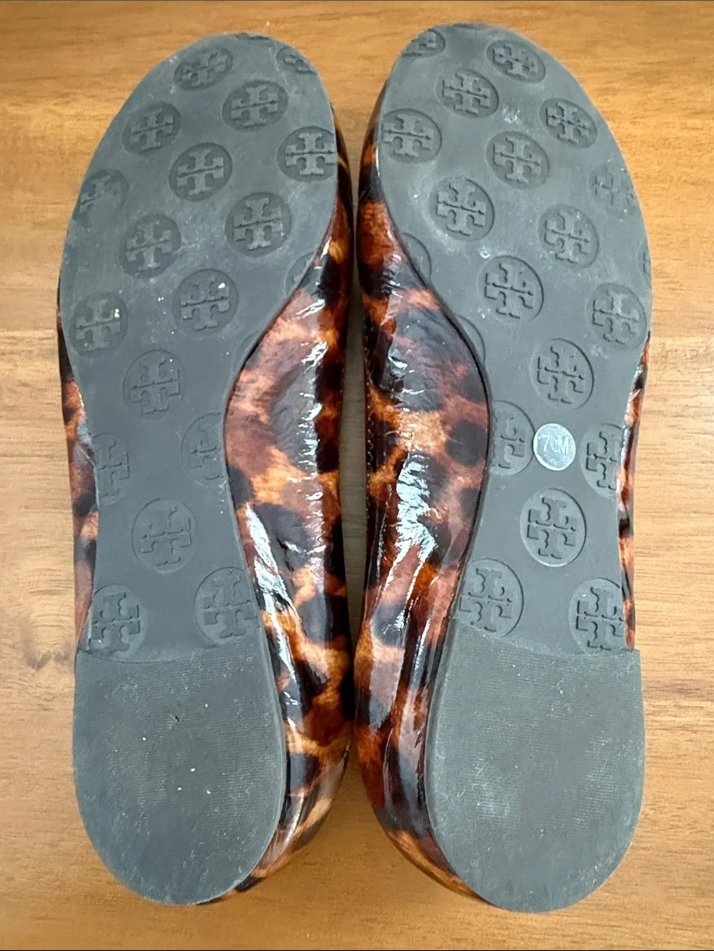 Tory Burch Tortoise Shell Reva Ballet Flat with Gold Logo